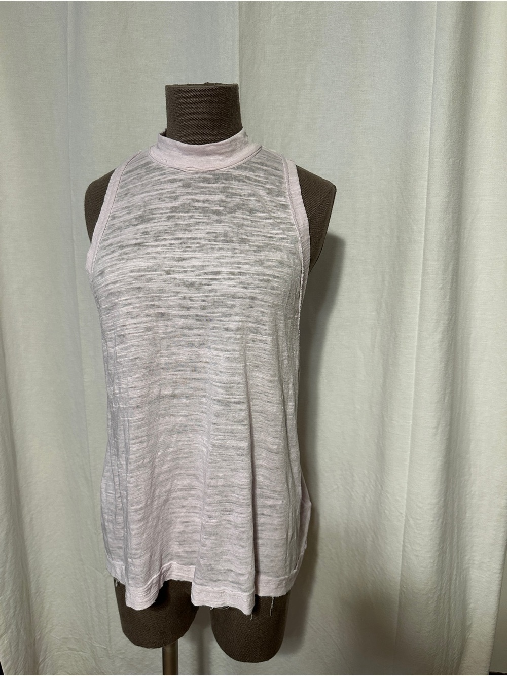 We The Free Pale Pink Mock Neck Sleeveless Sheer Tank